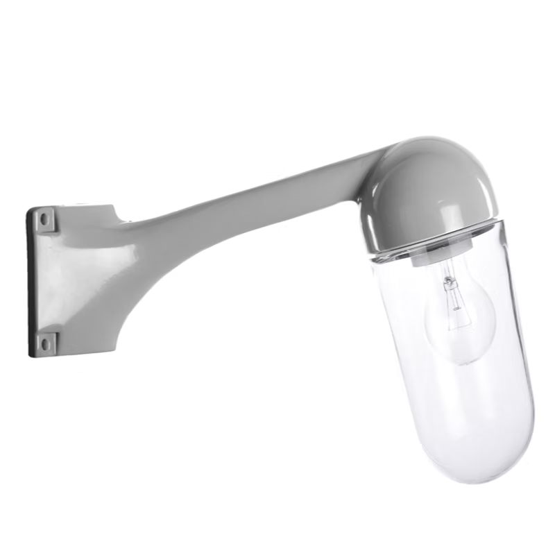 Funkis Hörn 80 Grå är en stilren fasadlampa i klassisk funkisstil, särskilt framtagen för hörnmontage.