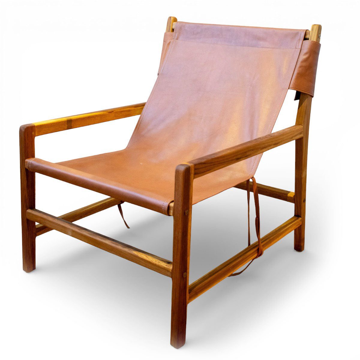 Fåtölj Jessie i teak och läder brun