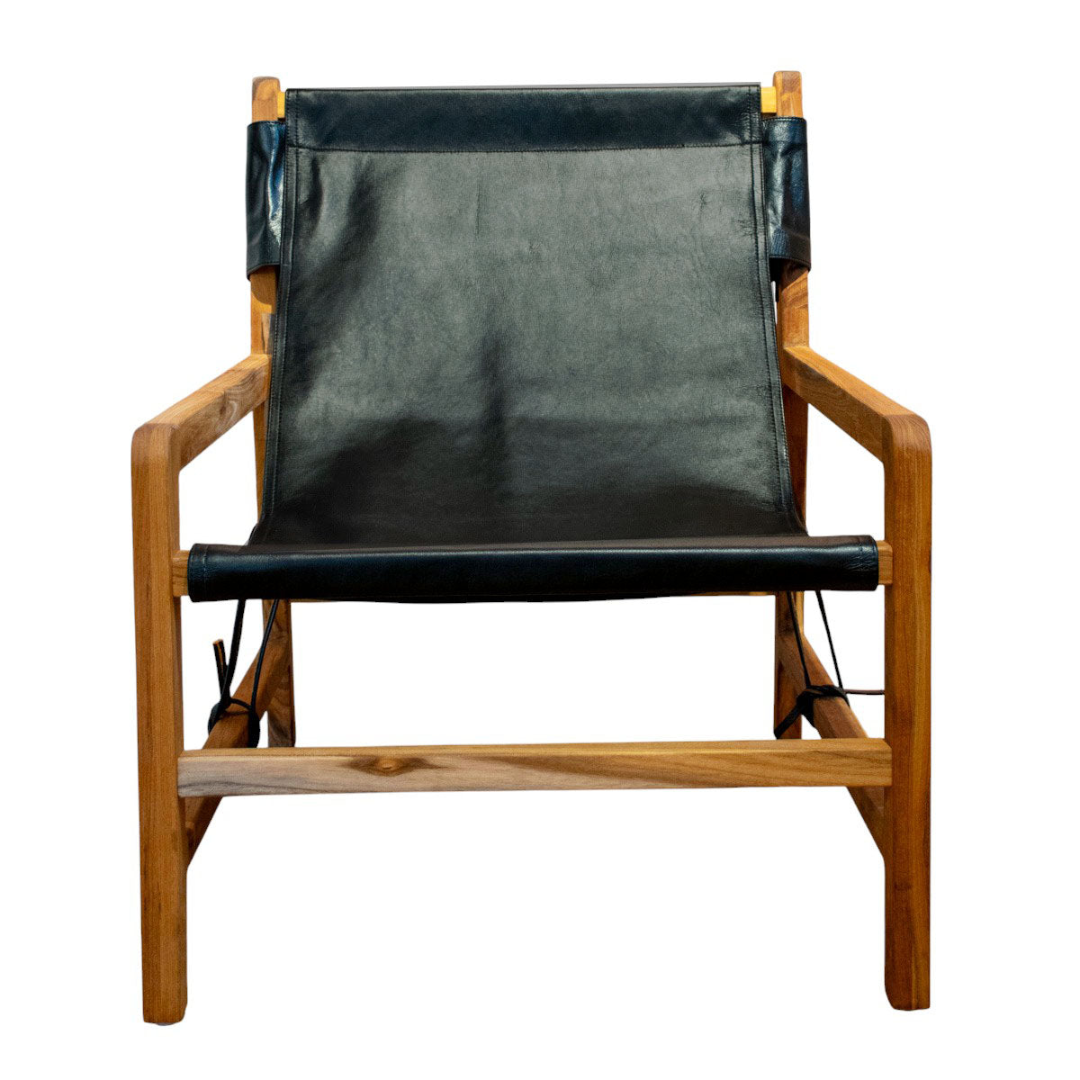 Fåtölj Jessie i teak och läder svart