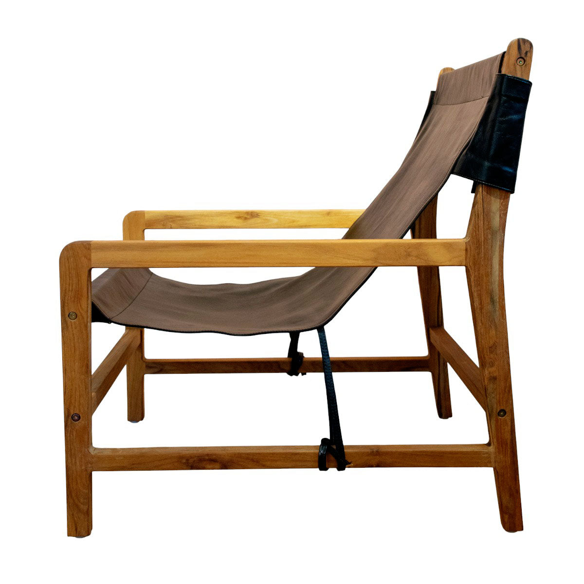 Fåtölj Jessie i teak och läder svart