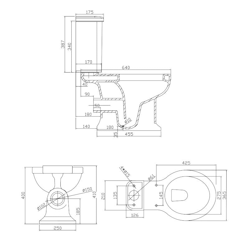Golvstående Toalett Victrion Med Svart Sits