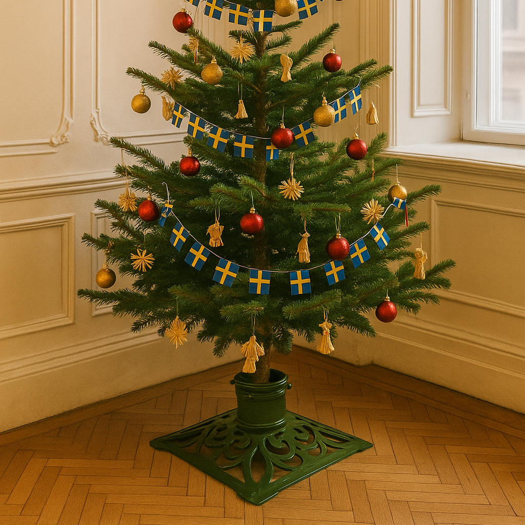 Julgransfot Eva grön aluminium