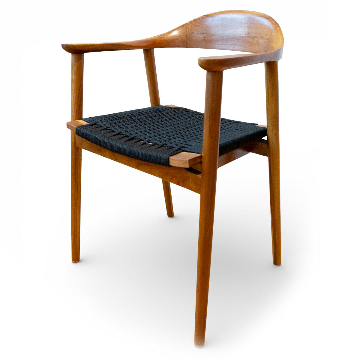 Karmstol Jessie i teak flätad sits svart
