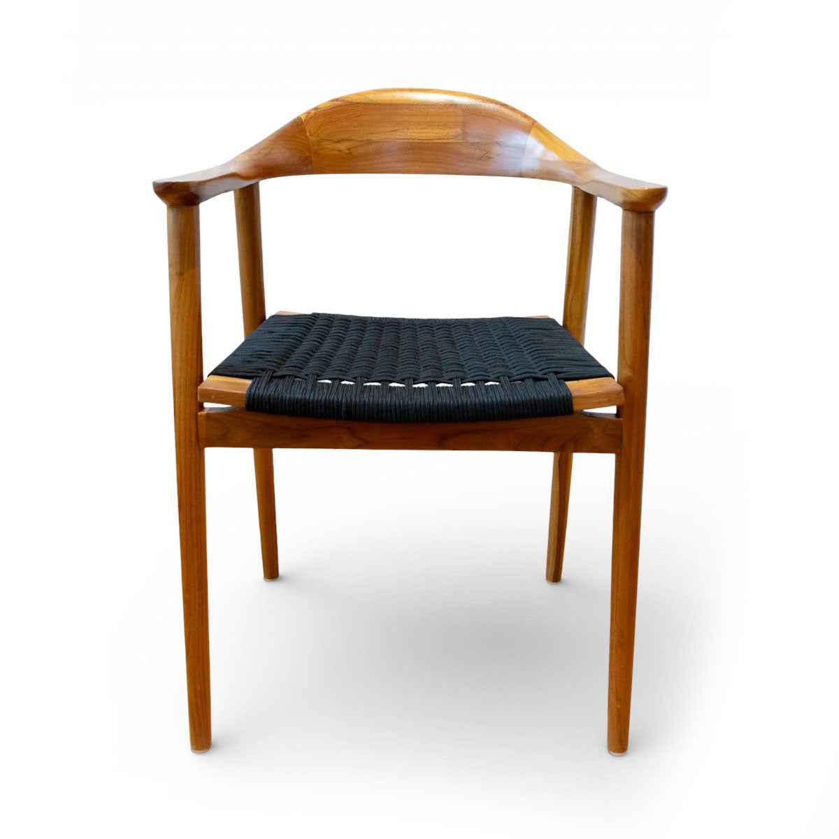 Karmstol Jessie i teak flätad sits svart