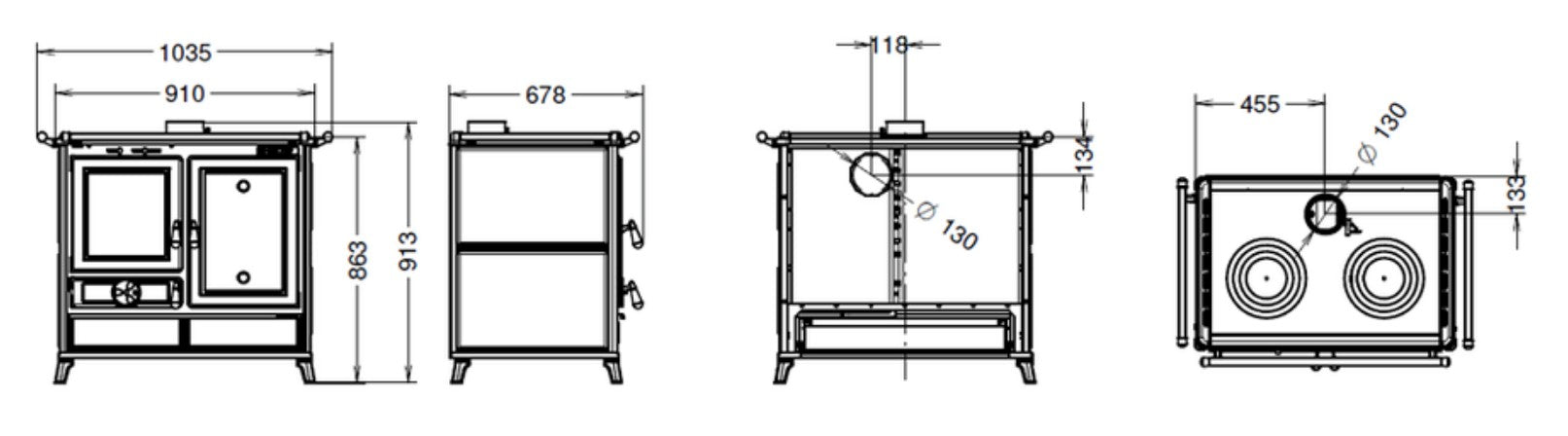Vedspis fristående Thermorossi Margherita täljsten