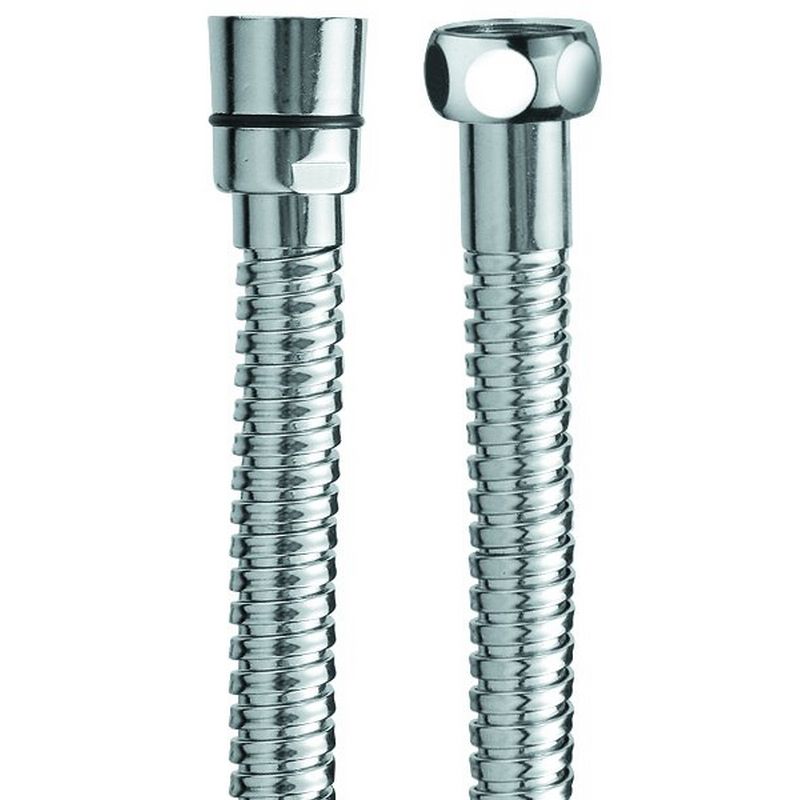 metallindad duschslang i krom med konisk ända