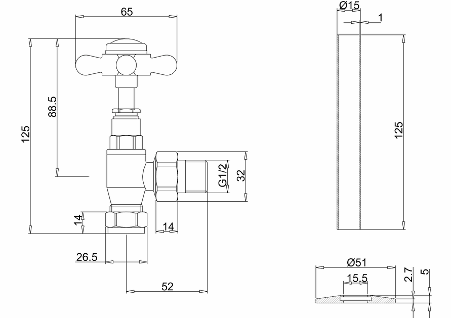 Ventilpaar für Handtuchtrockner Cleaver