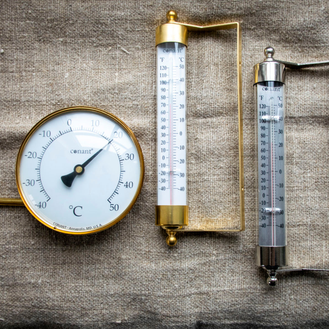 Rund termometer i mässing