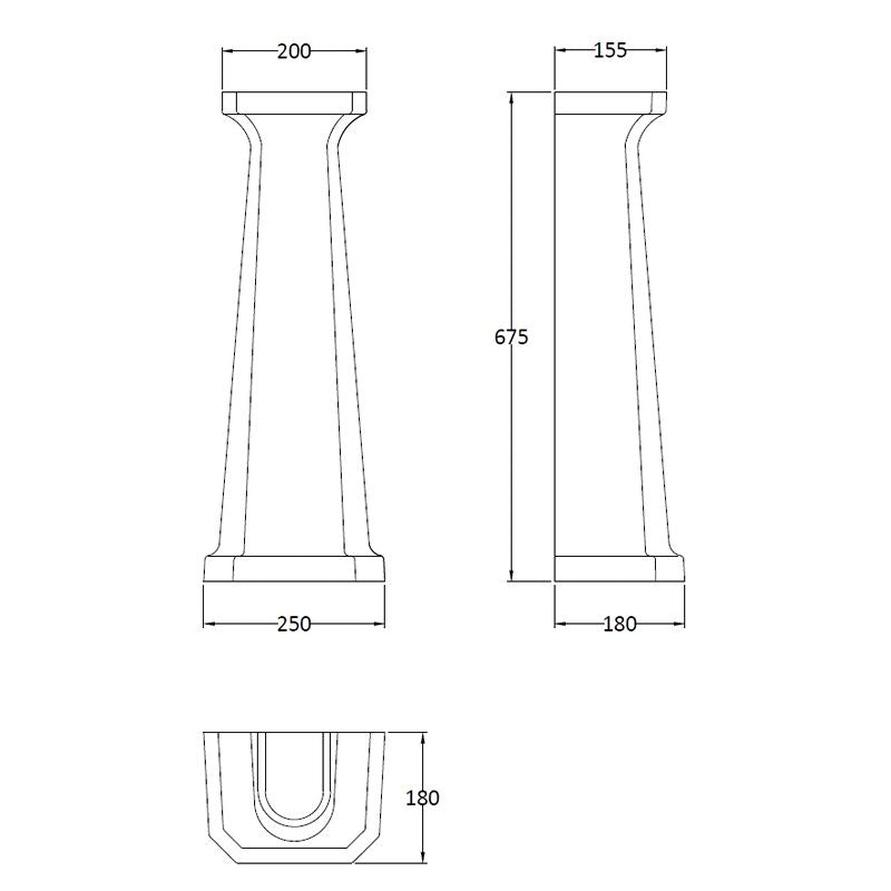 Tvättställ Fitzroy 56 Cm Med Piedestal - Ett Blandarhål