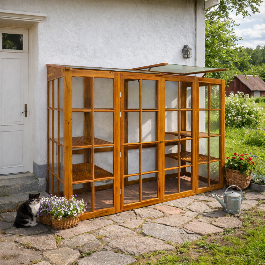 Väggväxthus oljad mahogny stort