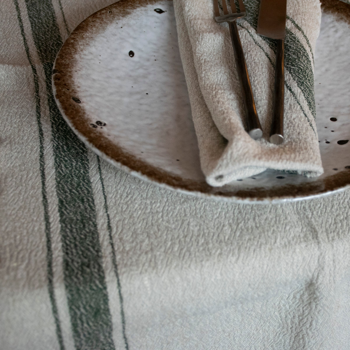 Køkkenhåndklæde Hörte natur/grøn 40x65 cm