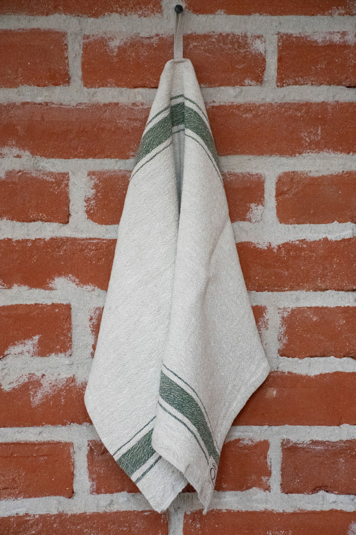 Køkkenhåndklæde Hörte natur/grøn 40x65 cm