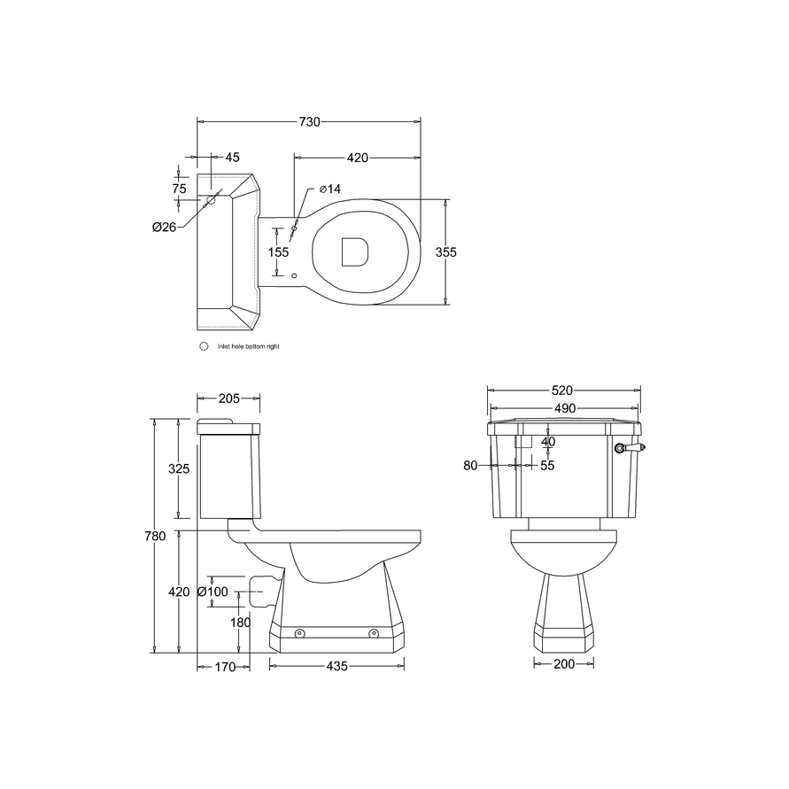 Svart toalett Burlington Jet