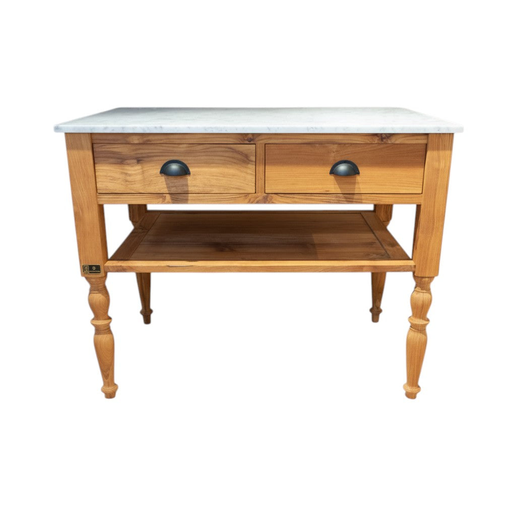 Köksö Edith i teak med marmorskiva