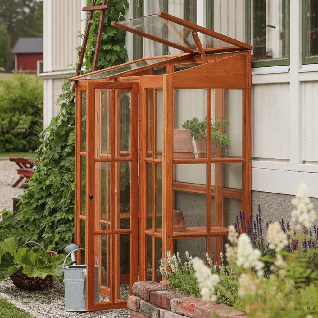 Väggväxthus oljad mahogny