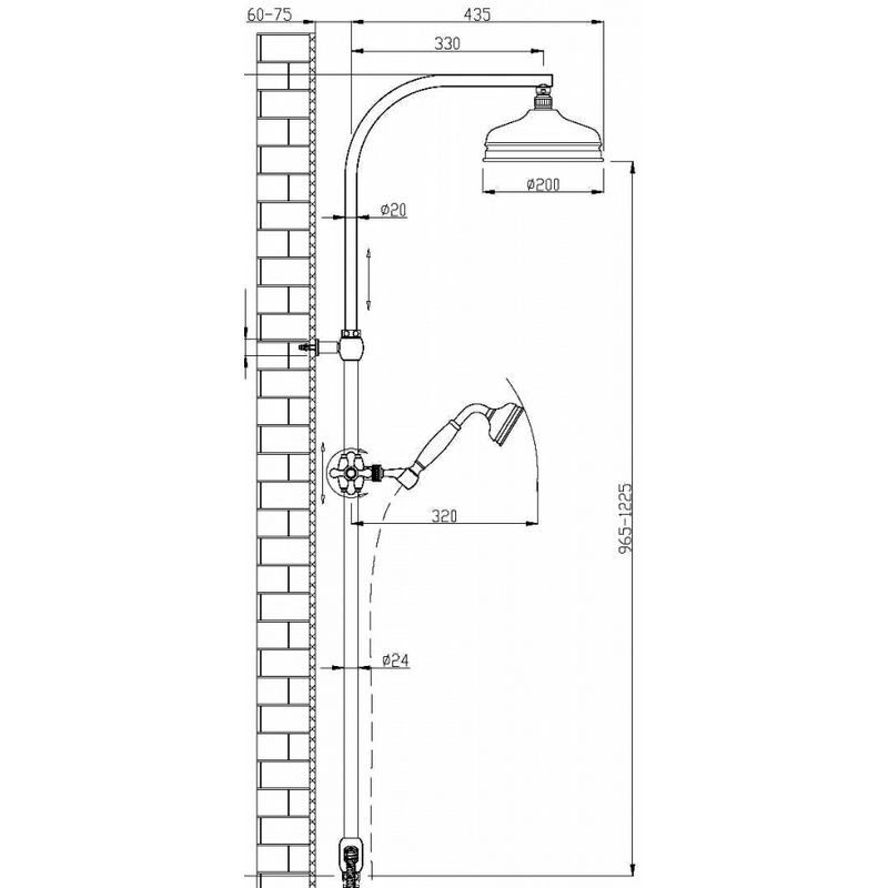 Brausegarnitur Maxima Classic Low messing