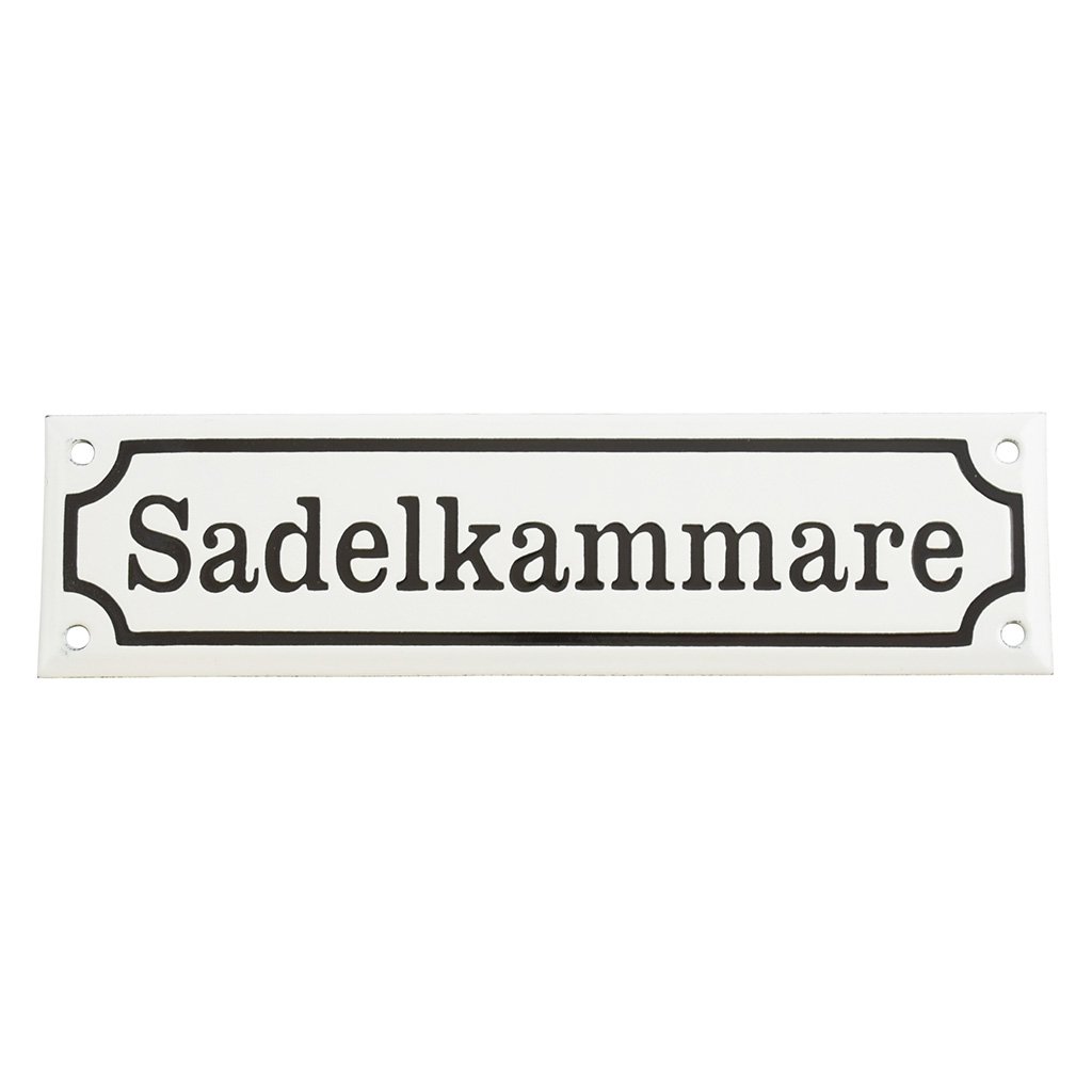 Emailleschild Sattelkammer weiß