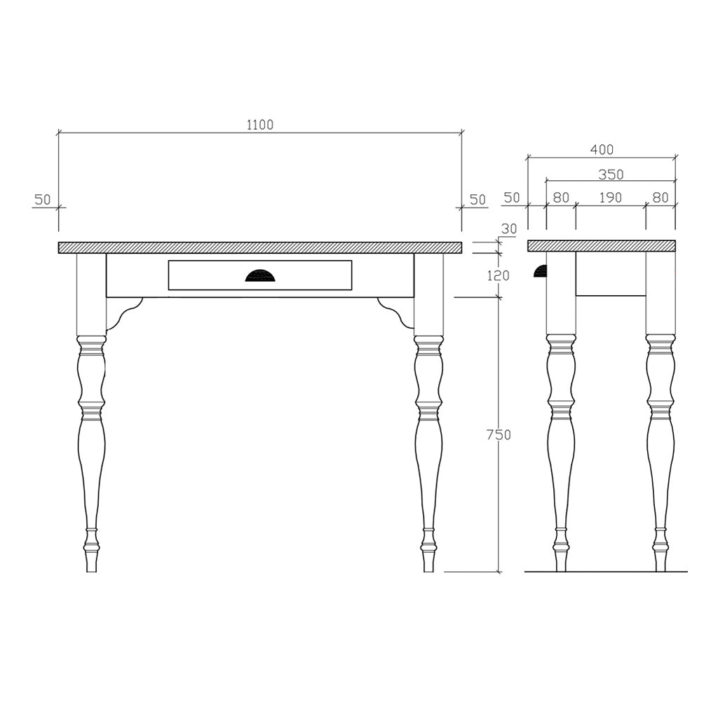 Sideboard Elin mit gedrechselten Beinen vintage