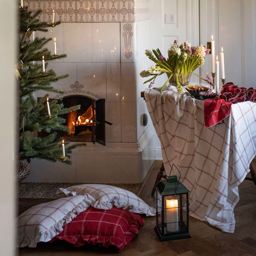 Weihnachtstischdecke Alma weiß/rot