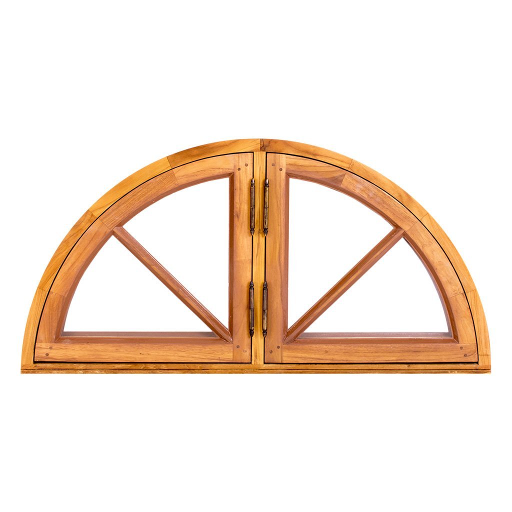 Halbmondfenster Teak 1000×500 Isolierglas, dass geöffnet werden kann